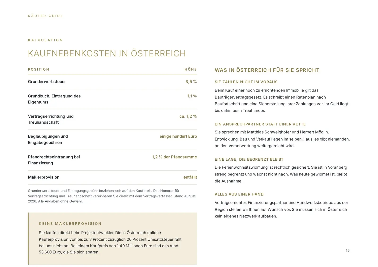 Innenseite des Magazins zu den Kaufnebenkosten in Österreich
